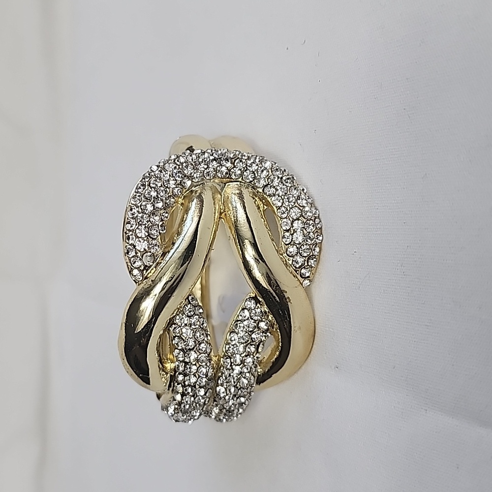 Gold Rhinestone Statement Cuff Bracelet - image 2